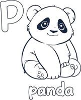 Panda Illustration schwarz und Weiß Panda Alphabet Färbung Buch oder Seite zum Kinder vektor