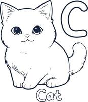 Katze Illustration schwarz und Weiß Katze Alphabet Färbung Buch oder Seite zum Kinder vektor