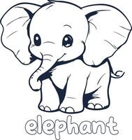 Elefant Illustration schwarz und Weiß Elefant Alphabet Färbung Buch oder Seite zum Kinder vektor