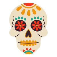 das Mexikaner Schädel ist vollständig dekoriert mit hell Farben zum das Tag von das tot vektor