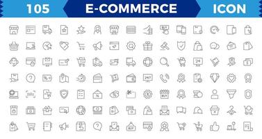 E-Commerce einstellen von Netz Symbole im Linie Stil. .online Einkaufen Symbole zum Netz und Handy, Mobiltelefon App. .Geschäft, Bank Karte, .Geschenke, Verkauf, Lieferung. vektor