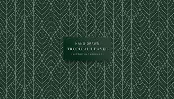 tropisch Blätter Muster im Gliederung zum Stoff Design. Grün Blatt Hintergrund vektor