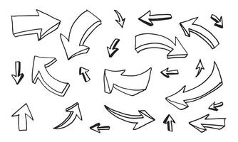 Gekritzel Design Elemente. Hand gezeichnet Pfeile isoliert auf Weiß Hintergrund. vektor