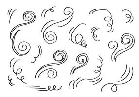 Gekritzel Wind Illustration Hand gezeichnet Stil isoliert auf Weiß Hintergrund. vektor