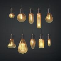modern Design Glühfaden Gelb Lampen im einstellen vektor