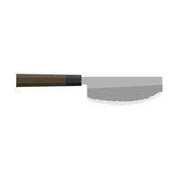 sushikiri eller sushi kniv. japansk kök kniv platt design illustration isolerat på vit bakgrund. en traditionell japansk kök kniv med en stål blad och trä- hantera. vektor