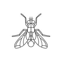 flyga insekt översikt icon.fly linje konst illustration. klotter linje grafisk design. svart och vit teckning insekt. vektor