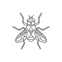 flyga insekt översikt icon.fly linje konst illustration. klotter linje grafisk design. svart och vit teckning insekt. vektor