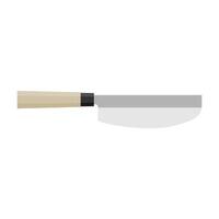 sushikiri eller sushi kniv. japansk kök kniv platt design illustration isolerat på vit bakgrund. en traditionell japansk kök kniv med en stål blad och trä- hantera. vektor