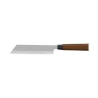 Mukimono, japanisch Küche Messer zum Gemüse eben Design Illustration isoliert auf Weiß Hintergrund. ein traditionell japanisch Küche Messer mit ein Stahl Klinge und hölzern handhaben. vektor