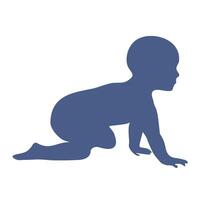 Baby Symbol. Kleinkind kriechen auf das Boden. Silhouette von ein Baby im ein Pose Das kriecht vektor