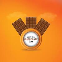 Welt Schokolade Tag kreativ Anzeigen Design. Welt Schokolade Tag, Juli 7, Schokolade Hintergrund 3d Illustration. vektor