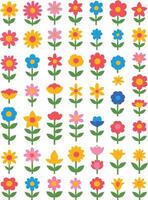 enkel abstrakt hand dragen olika former och platt blomma. natur blommor och löv illustration på vit bakgrund vektor