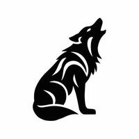 Wolf , druckbar Sammlung, Heulen Wolf, drei Wölfe auf Felsen, wild Tier, Mut und Mut Symbol, Symbol Zeichnung Schwarz, Weiß Hintergrund vektor