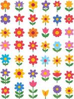 enkel abstrakt hand dragen olika former och platt blomma. natur blommor och löv illustration på vit bakgrund vektor