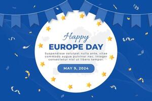glücklich Europa Tag Hintergrund, 9 .. dürfen. glücklich Europa Unabhängigkeit Tag Banner mit Flagge und Konfetti vektor