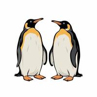 ein Pinguin Vogel süß glücklich Karikatur Tierwelt Maskottchen Charakter Weiß Hintergrund vektor