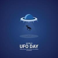 värld UFO dag kreativ ads.world UFO dag design, juli 2, illustration på natt galax lutning Färg bakgrund design vektor