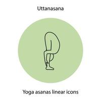 uttanasana yoga position linjär ikon. tunn linje illustration. yoga asana kontur symbol. vektor isolerade konturritning