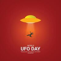 Welt UFO Tag kreativ anzeigen.welt UFO Tag Design, Juli 2, Illustration auf Nacht Galaxis Gradient Farbe Hintergrund Design vektor
