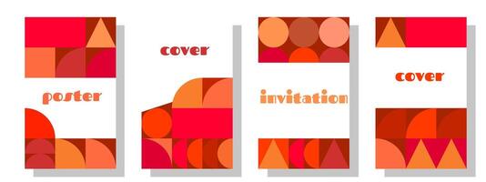 hell Farbe geometrisch minimalistisch Postkarte im das Bauhaus Stil. ein einstellen von modern Plakate mit anders Formen zum Drucken Banner, Flyer, Karten. retro Stil. vektor