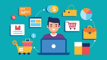 online Einkaufen und E-Commerce Konzept Abbildungen vektor