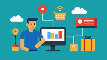 online Einkaufen und E-Commerce Konzept Abbildungen vektor