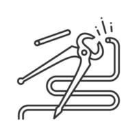 snickarände skärande tång linjär ikon. tunn linje illustration. kontur symbol. vektor isolerade konturritning