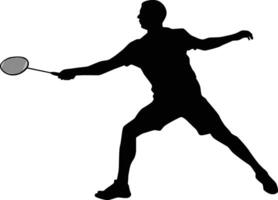 Badminton Spieler Silhouette Illustration. Athlet Pose im Sport Spiel vektor