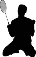 Badminton Spieler Silhouette Illustration. Athlet Pose im Sport Spiel vektor