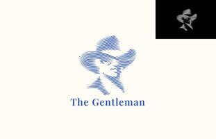 Cowboy Herren graviert Logo Design ist ein Logo Design Das illustriert ein Cowboy mit ein graviert Negativ Raum Stil, ein Logo zum Friseursalons, Mode Produkte, usw. vektor