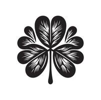 vier Blatt Kleeblatt Symbol Illustration schwarz Symbol isoliert auf Weiß Hintergrund Silhouette vektor