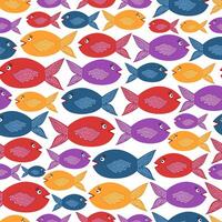 sömlös mönster från dekorativ färgrik fisk på vit bakgrund. vektor