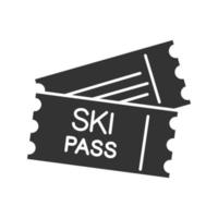 Symbol für Skipass-Glyphe. Lifttickets. Silhouette-Symbol. negativen Raum. isolierte Vektorgrafik vektor