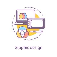 Symbol für Computergrafikkonzept. Kunst- und Designidee dünne Linie Illustration. Grafik-Software. Vektor isolierte Umrisszeichnung