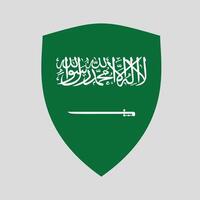 saudi arabien flagga i skydda form vektor