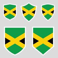 uppsättning av jamaica flagga i skydda form ram vektor