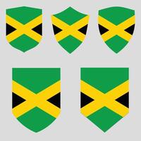 uppsättning av jamaica flagga i skydda form ram vektor