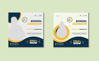 Schule Eintritt Sozial Medien Post Design Vorlage. zurück zu Schule online Marketing Banner Layout. vektor