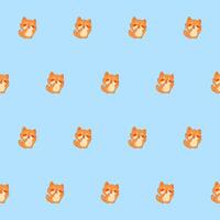 söt söt katt karaktär sömlös mönster. barnslig rolig textil- tyg skriva ut swatch. tecknad serie positiv katt djur- Lycklig födelsedag gåva omslag papper design vektor