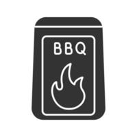 grilla kol glyfikon. siluett symbol. negativt utrymme. bbq bränsle. vektor isolerade illustration