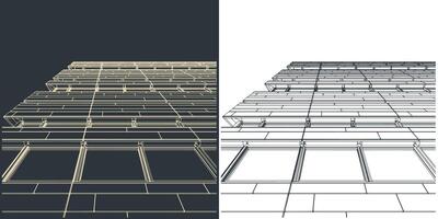 Gebäude Fassade schließen oben Illustration vektor