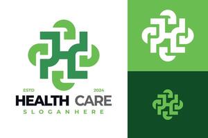 brev h hälsa vård medicinsk logotyp design symbol ikon illustration vektor