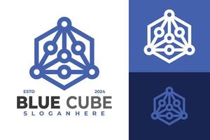blå kub triangel logotyp design symbol ikon illustration vektor