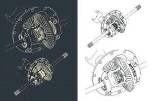 Ausrüstung Differential Blaupausen vektor