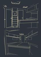 segling Yacht interiör skisser illustration vektor