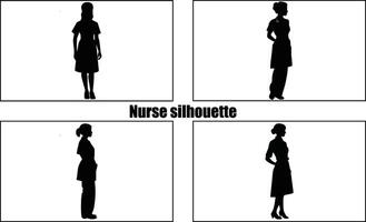 Frau Krankenschwester Silhouette Set, Krankenschwester weiblich Silhouetten schwarz Clip Art Sammlung vektor