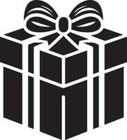 Silhouette Geschenk Box mit ein Bogen Symbol Illustration. fröhlich Weihnachten und glücklich Neu Jahr Geschenk Kasten. vektor