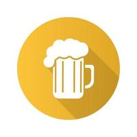 öl glas platt design lång skugga ikon. vektor siluett symbol