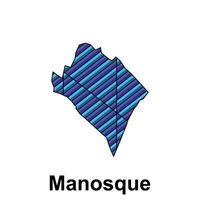 manosque Stadt Karte von Frankreich Land, abstrakt geometrisch Karte mit Farbe kreativ Design Vorlage vektor